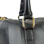 Fendi Grey/Black Leather Striped Boston Bag
