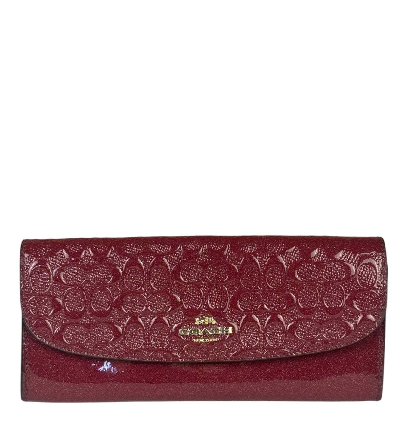 Coach Cherry Shimmery Red Long Flap Wallet