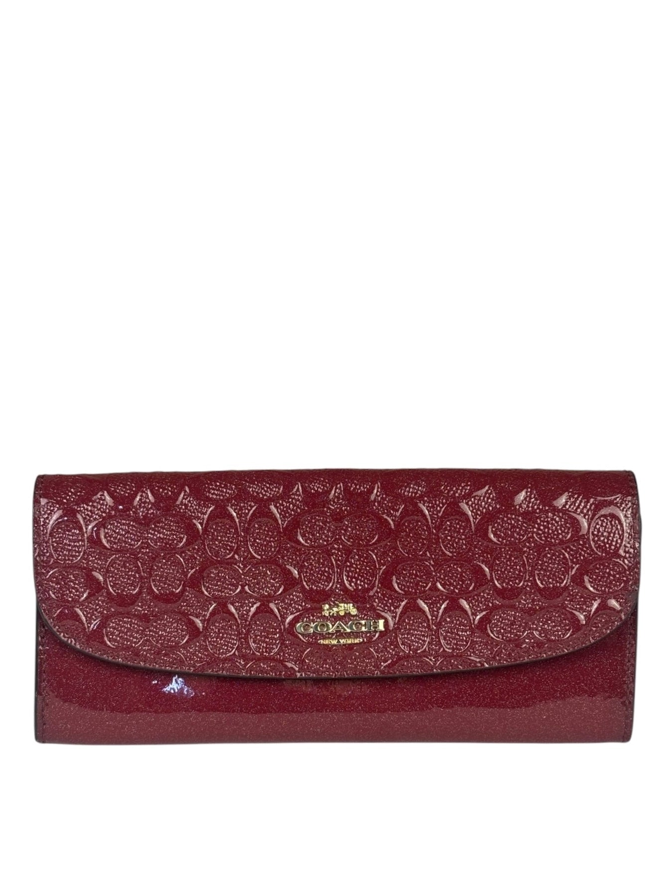 Coach Cherry Shimmery Red Long Flap Wallet
