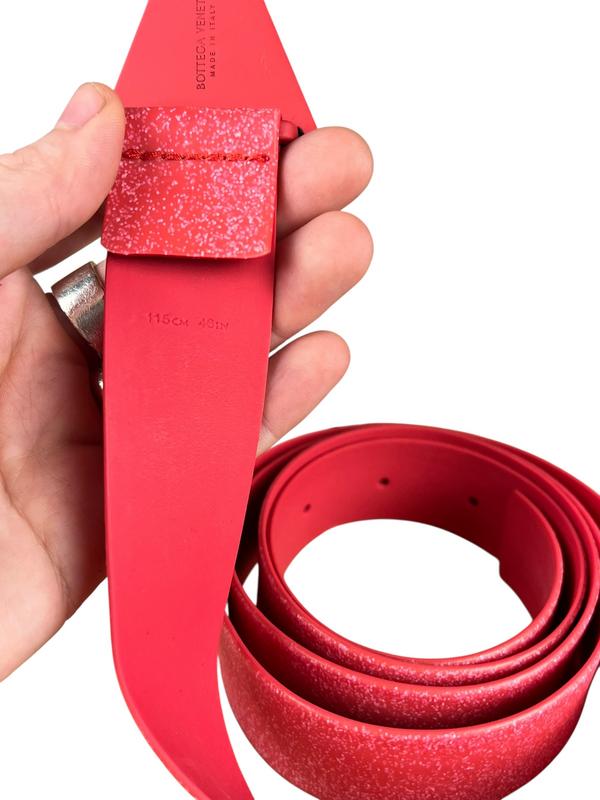 Bottega Veneta Pink/Red Triangle Rubber Belt