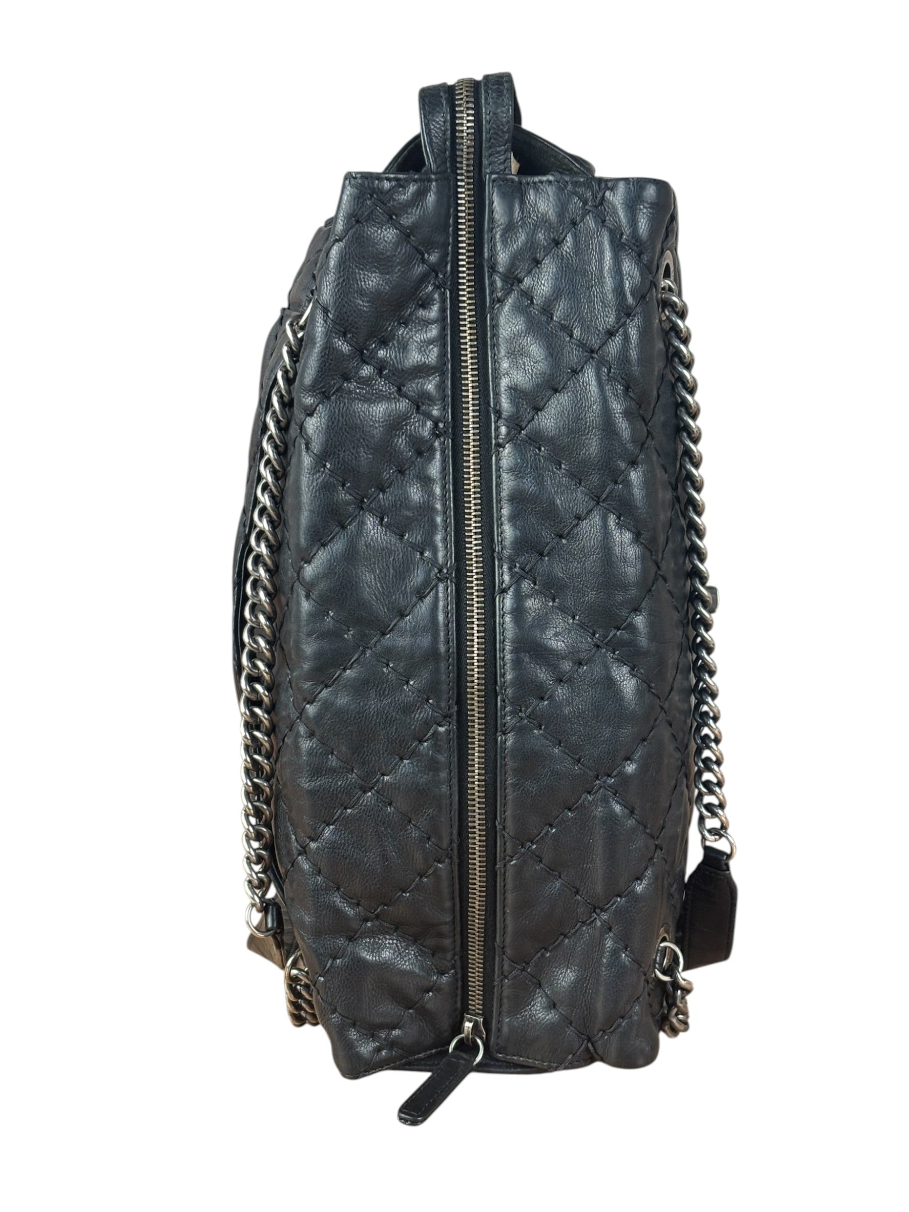 Chanel Black Leather Paris Moscow Flap/Chain Shoulder Bag 2005