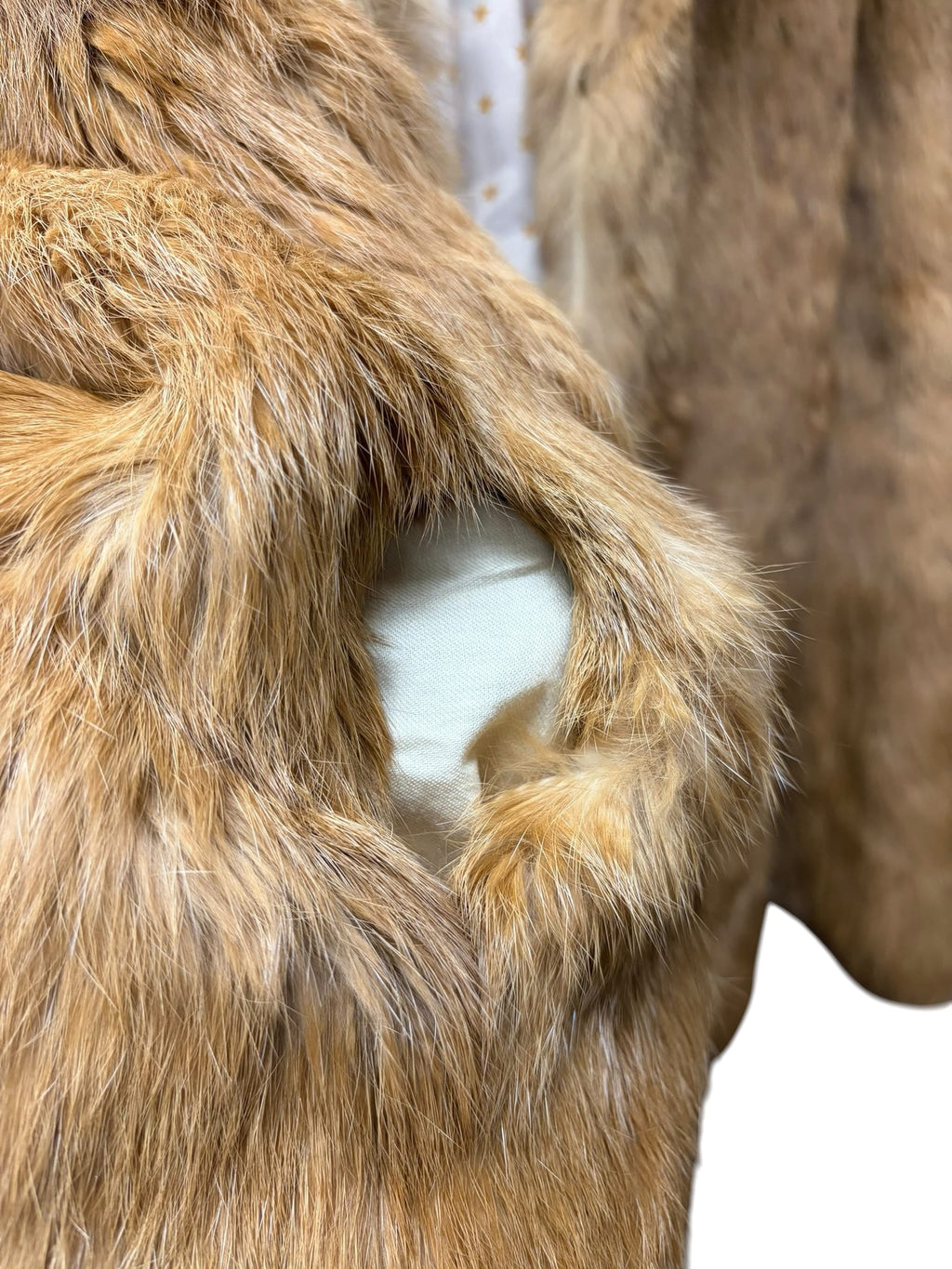 Vintage Nouerue Golden Brown Rabbit Stars Liner Fur Coat
