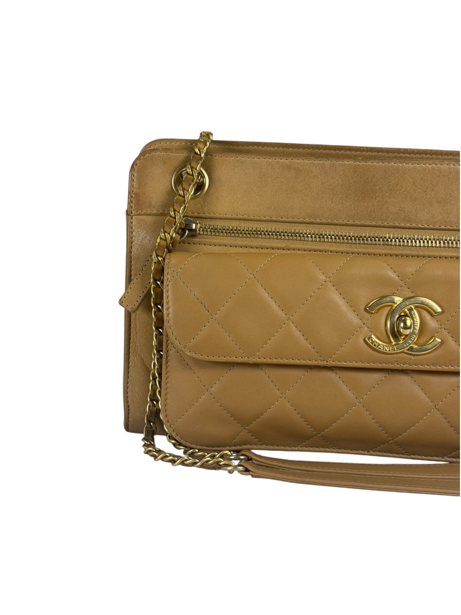 Chanel Brown Lambskin Front Pocket Shoulder Bag 2011