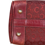 Celine Vintage Burgundy Macadam Print Mini Boston Handbag