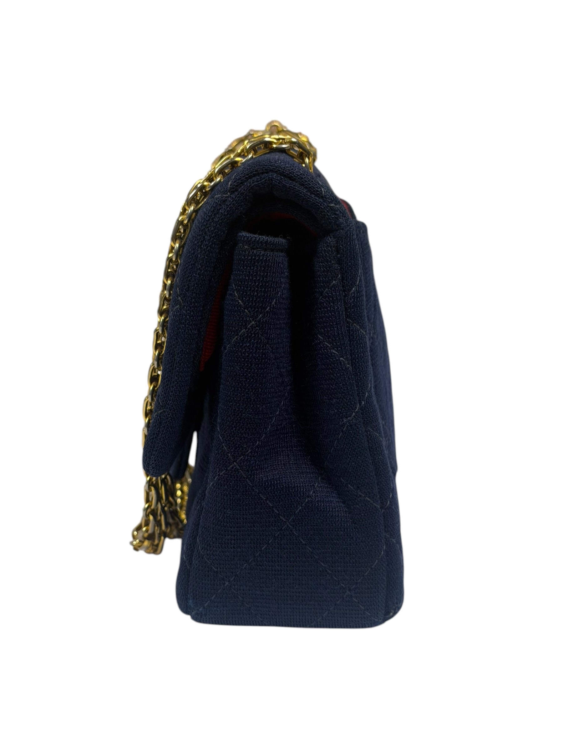 Chanel Navy Quilted Denim Double Flap Bag