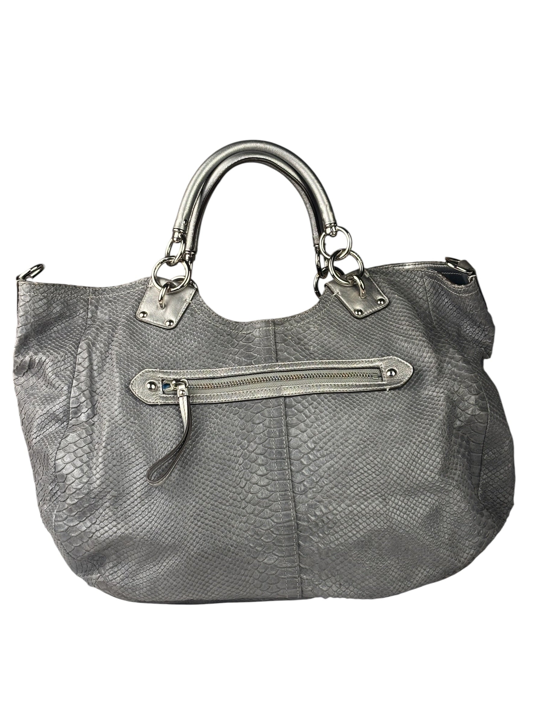 Coach Grey Pythonskin  Indy Babouska Two-Way Shoulder Bag
