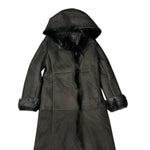 Vintage Black Fur Lined Suede Long Coat