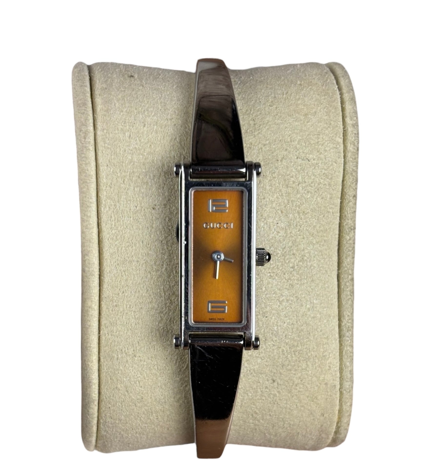 Gucci Vintage Glossy Amber Dial Bangle Watch 1500L