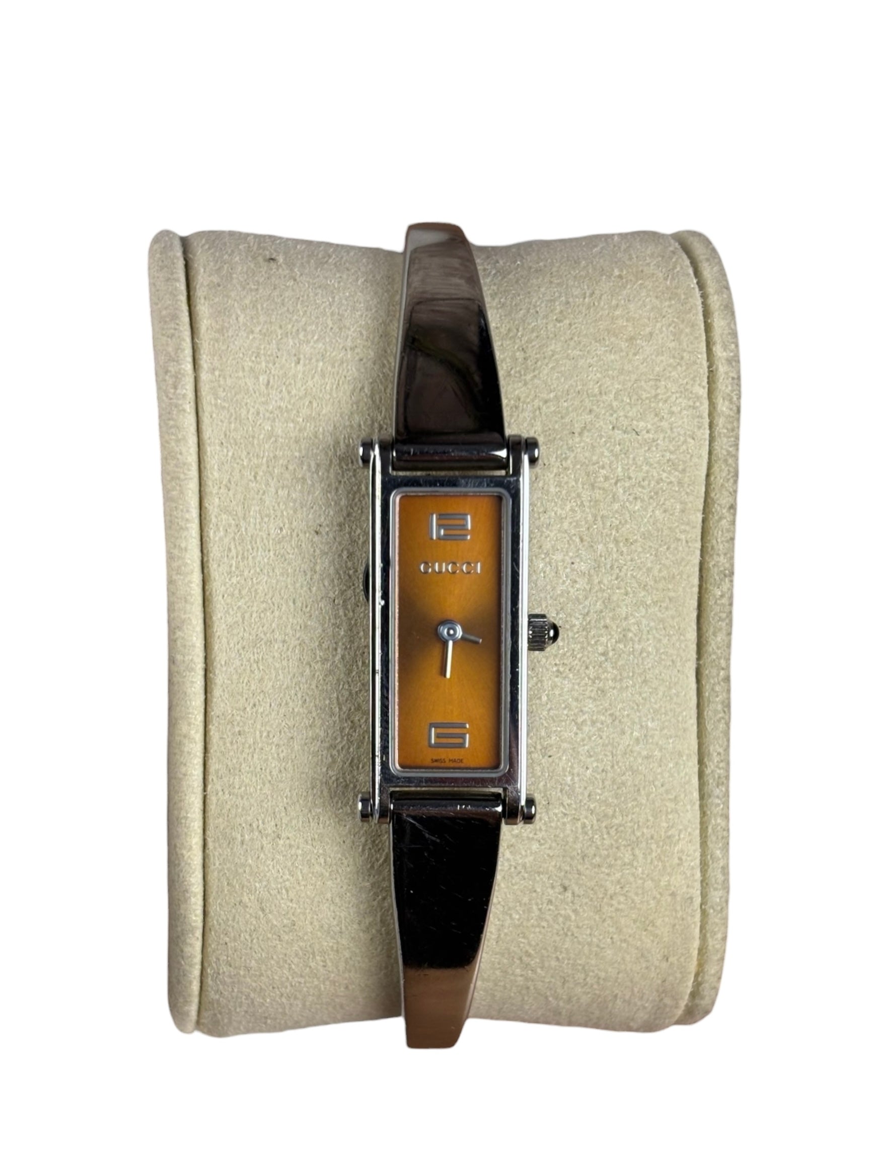 Gucci Vintage Glossy Amber Dial Bangle Watch 1500L