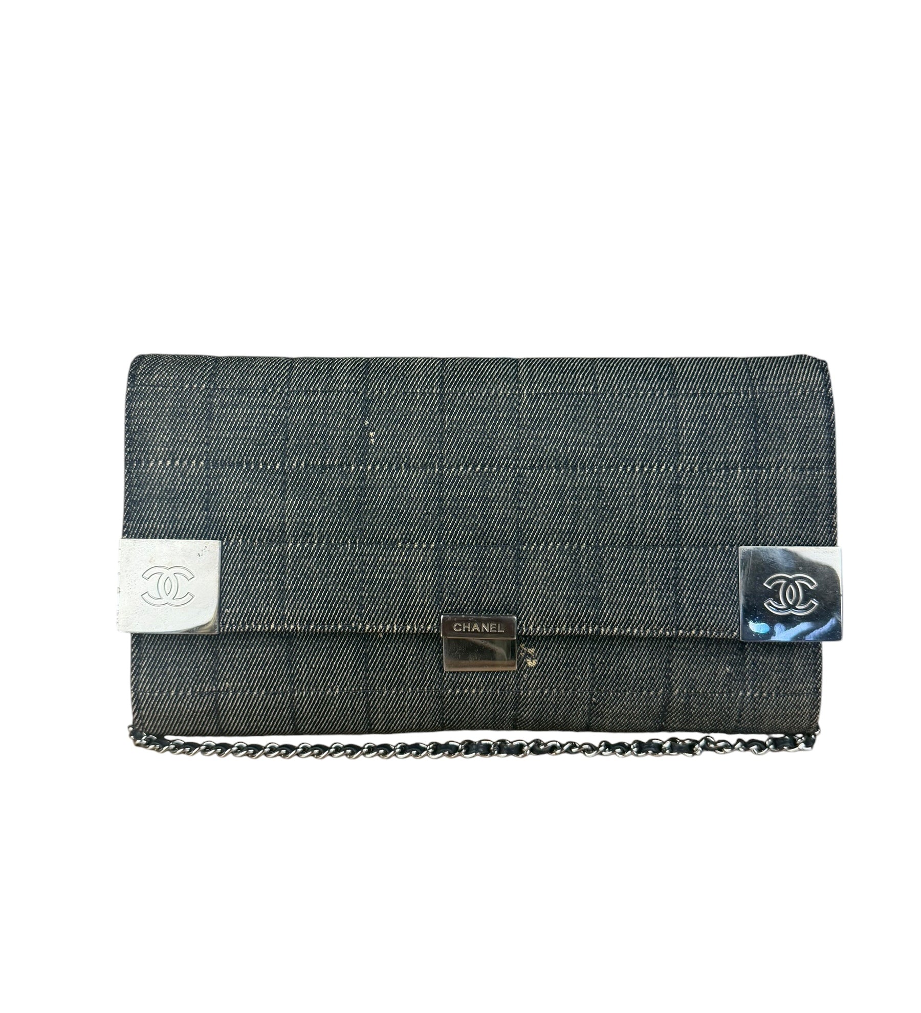 Chanel Denim Chocolate Bar Chain Flap Bag 2002
