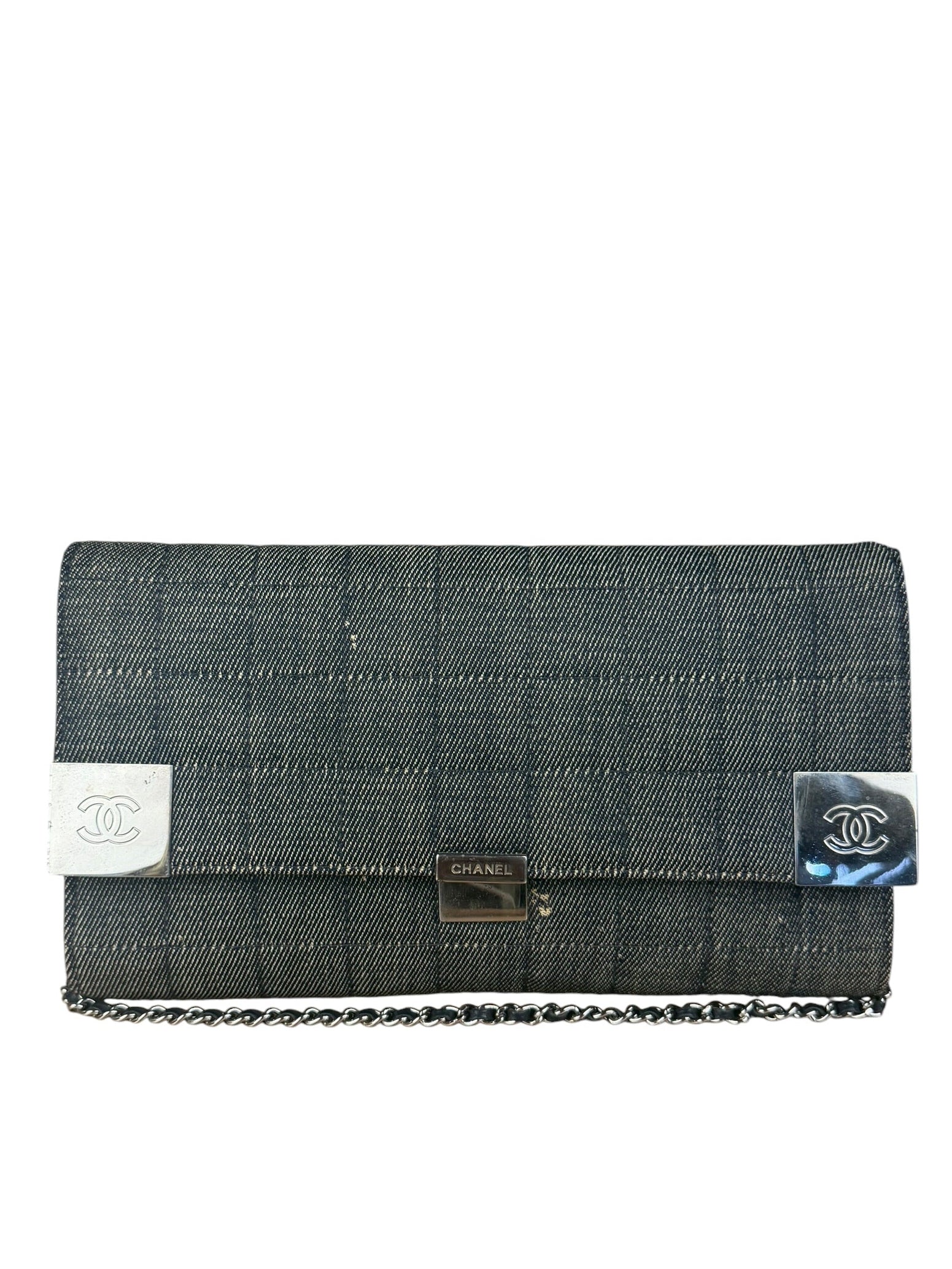 Chanel Denim Chocolate Bar Chain Flap Bag 2002