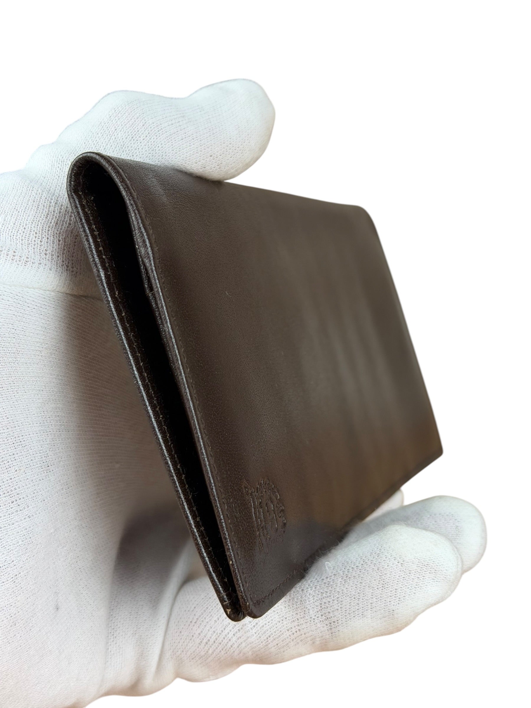 Christian Dior Brown Leather Bifold Checkbook Wallet