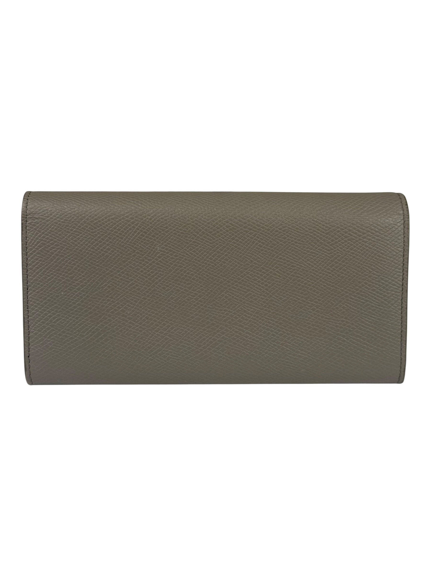 Celine Grey Leather Long Flap Wallet