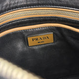 Prada Vintage Camel Leather Embroidery Clutch