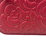 Chanel Pink Floral Embossed Leather Double Zip Chain Clutch Bag 2017
