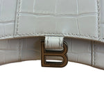 Balenciaga White Croc Embossed Nano Hourglass Bag