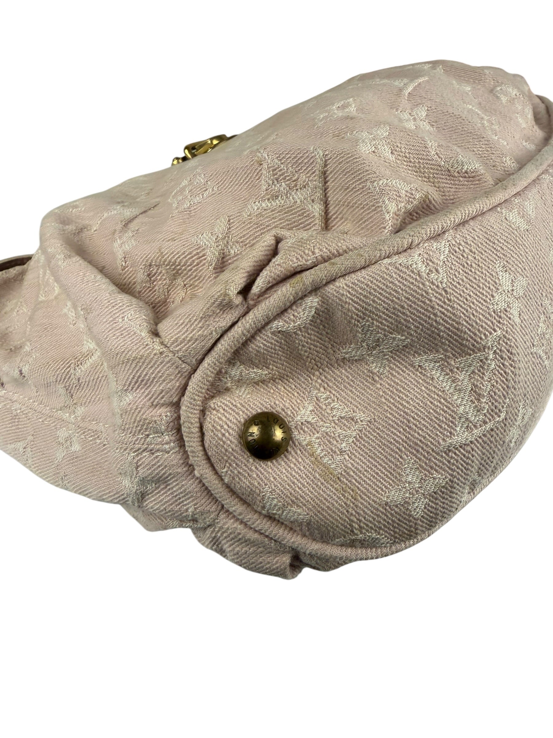 Louis Vuitton Vintage Rose Pink Monogram Denim Slightly Hobo Bag