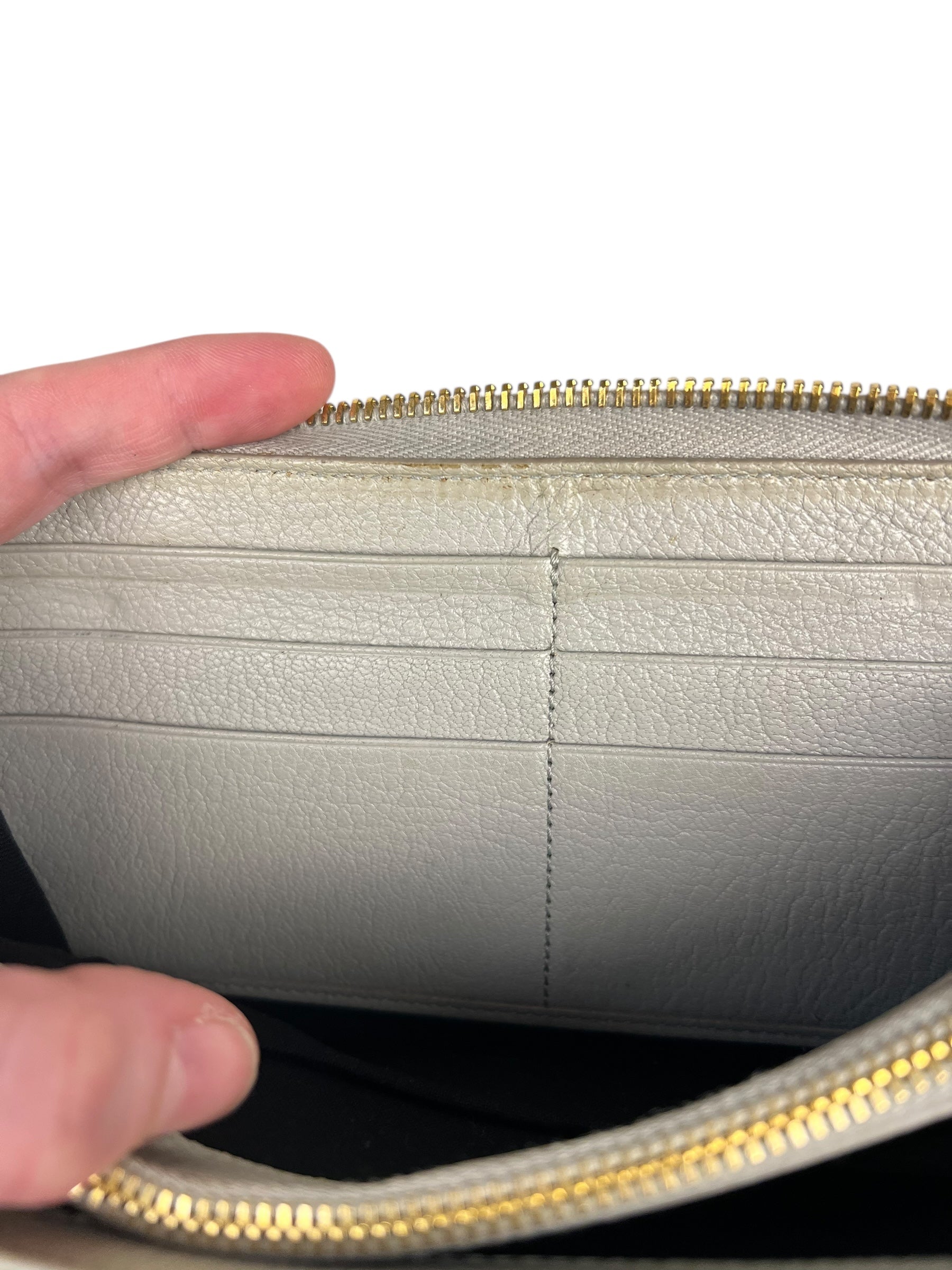 Balenciaga Grey Leather Moto Long Wallet