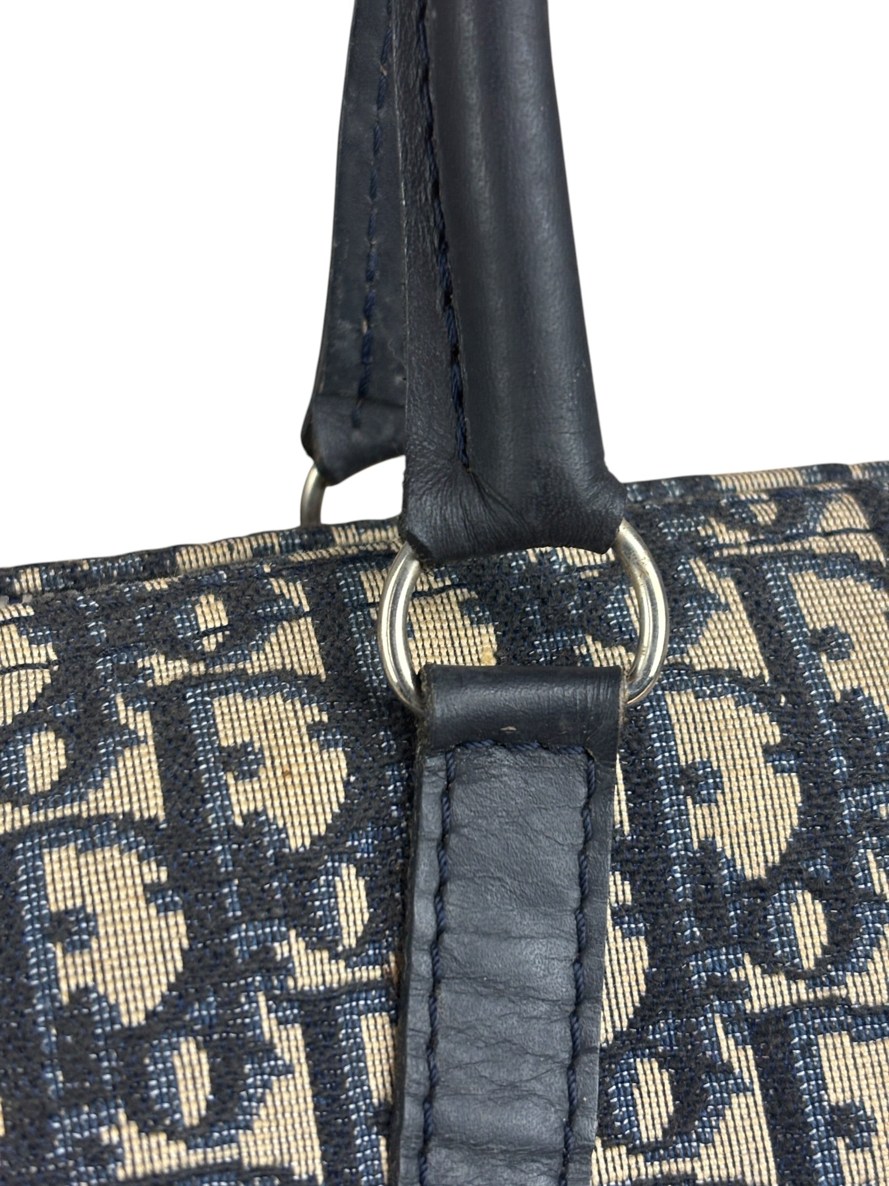 Christian Dior Vintage Blue Oblique Trotter Boston Bag