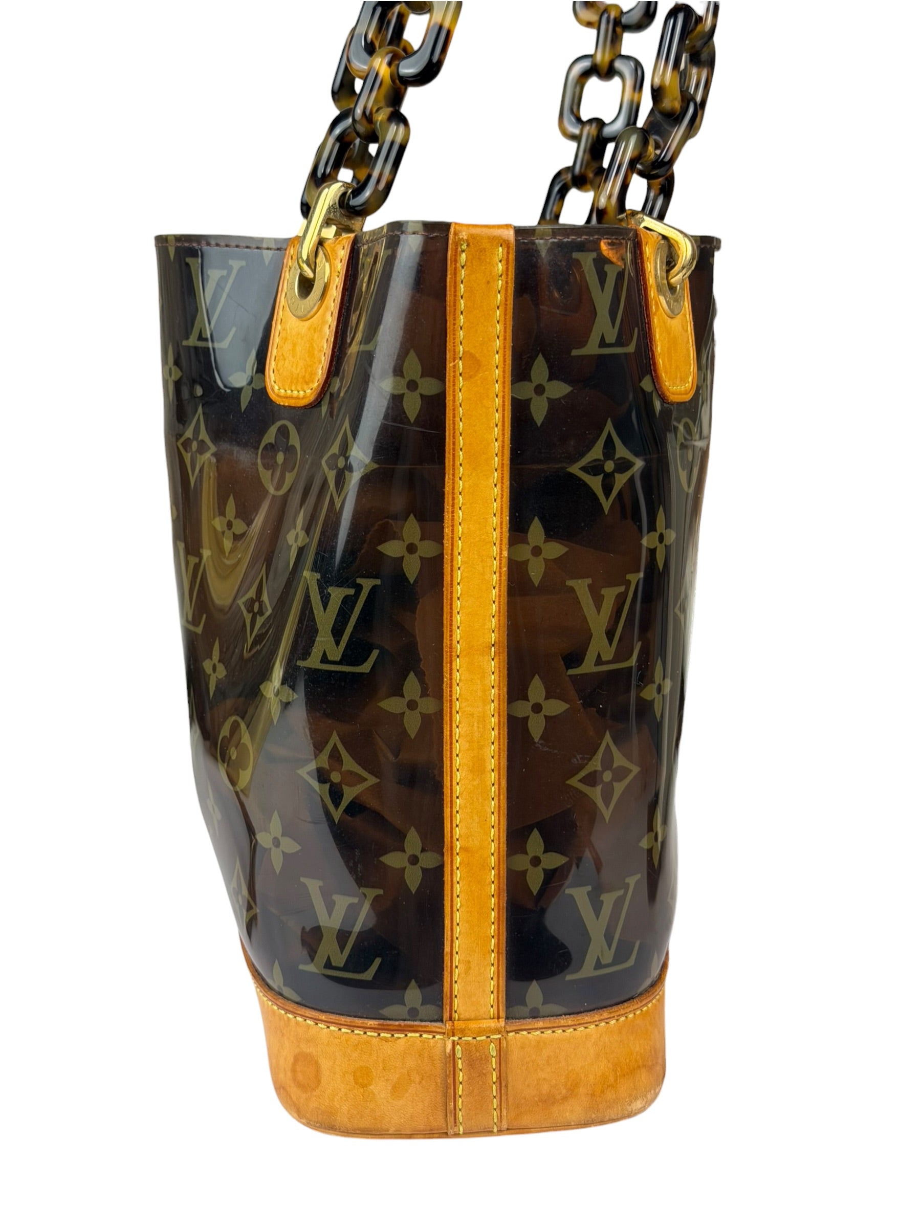 Louis Vuitton Black Vinyl/Leather Trim Cabas Ambre Tote PM