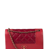 Chanel Pink/Red Quilted Leather Mademoiselle Double Flap Bag 2017
