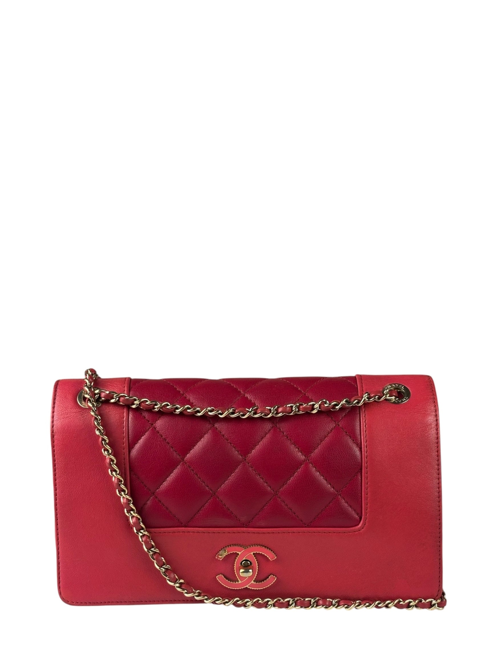 Chanel Pink/Red Quilted Leather Mademoiselle Double Flap Bag 2017