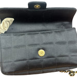 Chanel Black Satin Chocolate Bar Mini Chain Flap Bag 2010