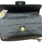 Chanel Black Satin Chocolate Bar Mini Chain Flap Bag 2010