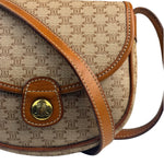 Celine Vintage Beige Leather Trim Macadam Mini Crossbody
