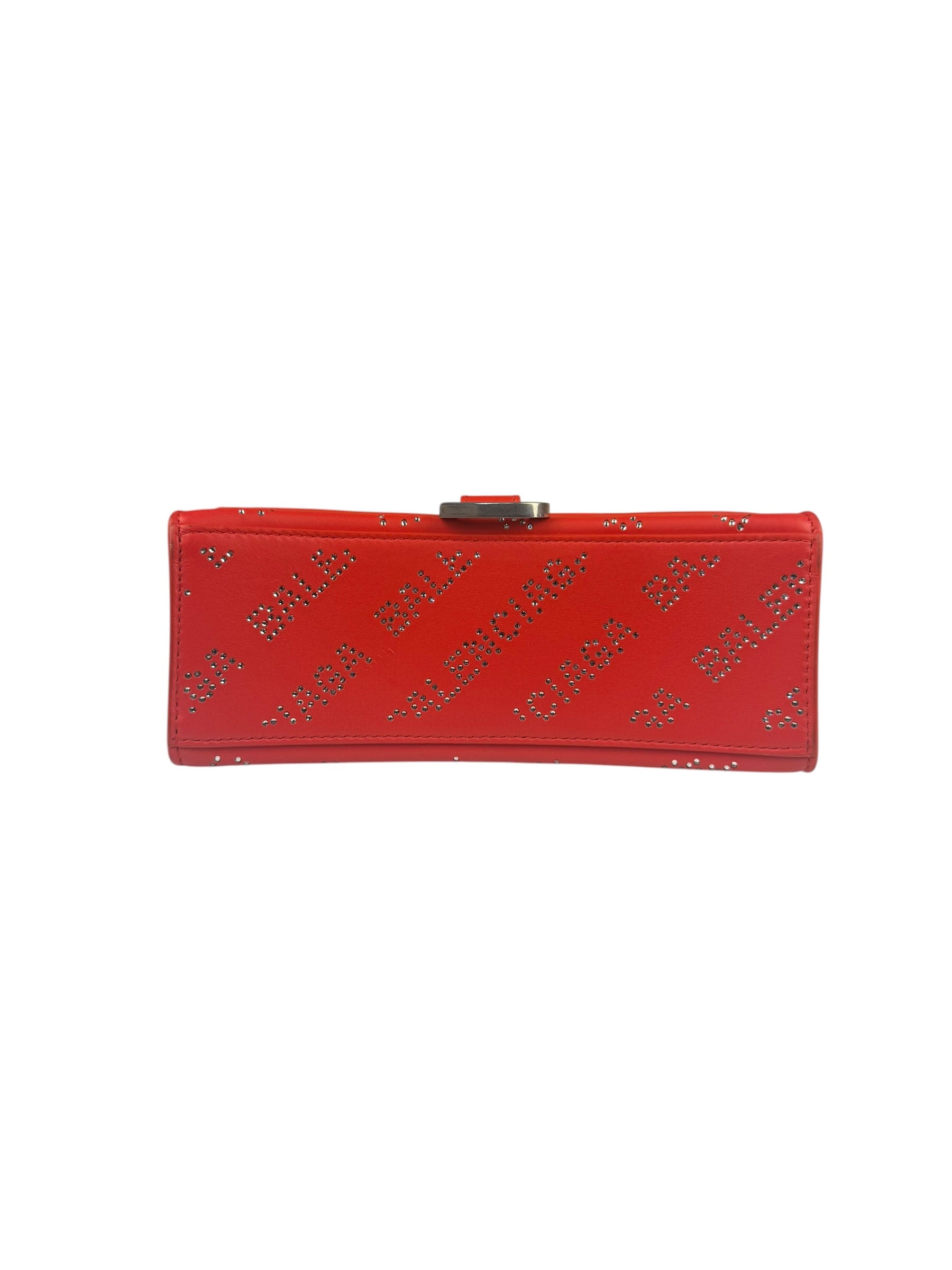 Balenciaga Red Leather Hourglass XS Rhinestones Two-Way Bag
