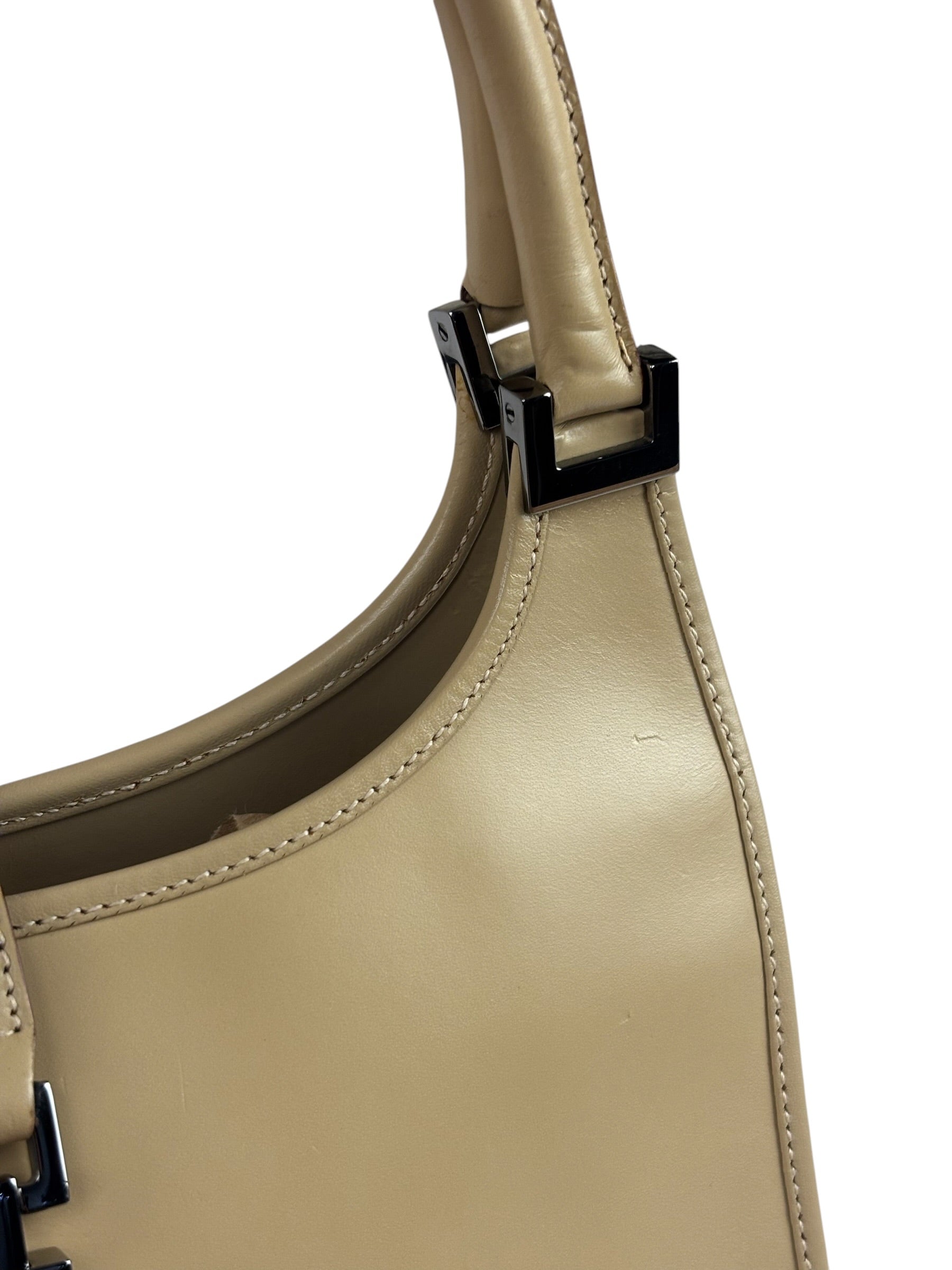 Gucci Beige Leather Piston Lock Jackie Hobo Bag