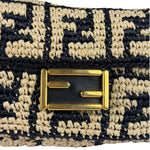Fendi Black Raffia Zucca Shoulder Baguette