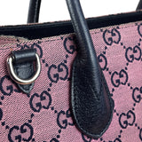 Gucci Bicolor Leather Trim GG Canvas Two-Way Tote Bag