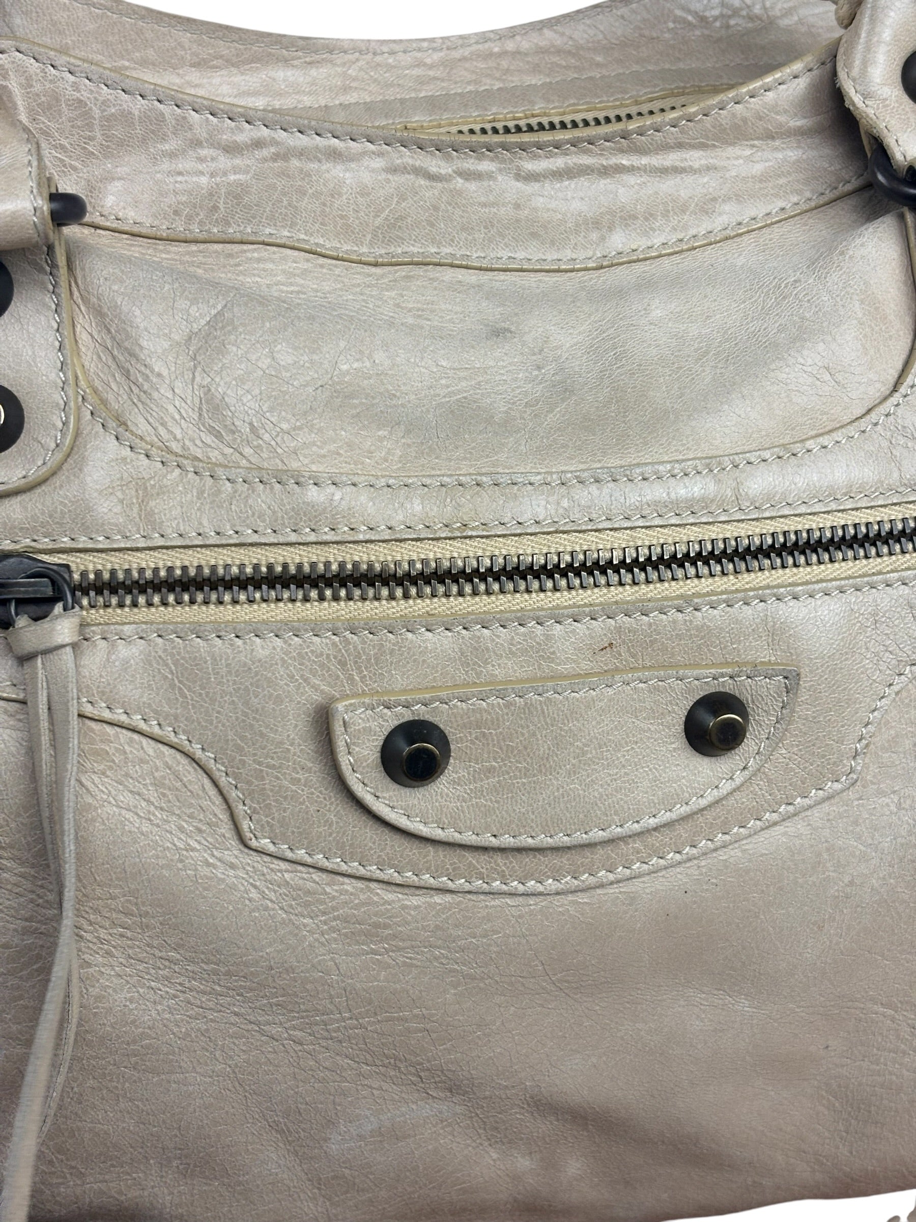 Balenciaga Vintage Almond Beige Leather Small City Two-Way Bag