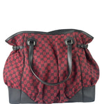 Gucci Red/Black Leather Trim GG Full Moon Tote