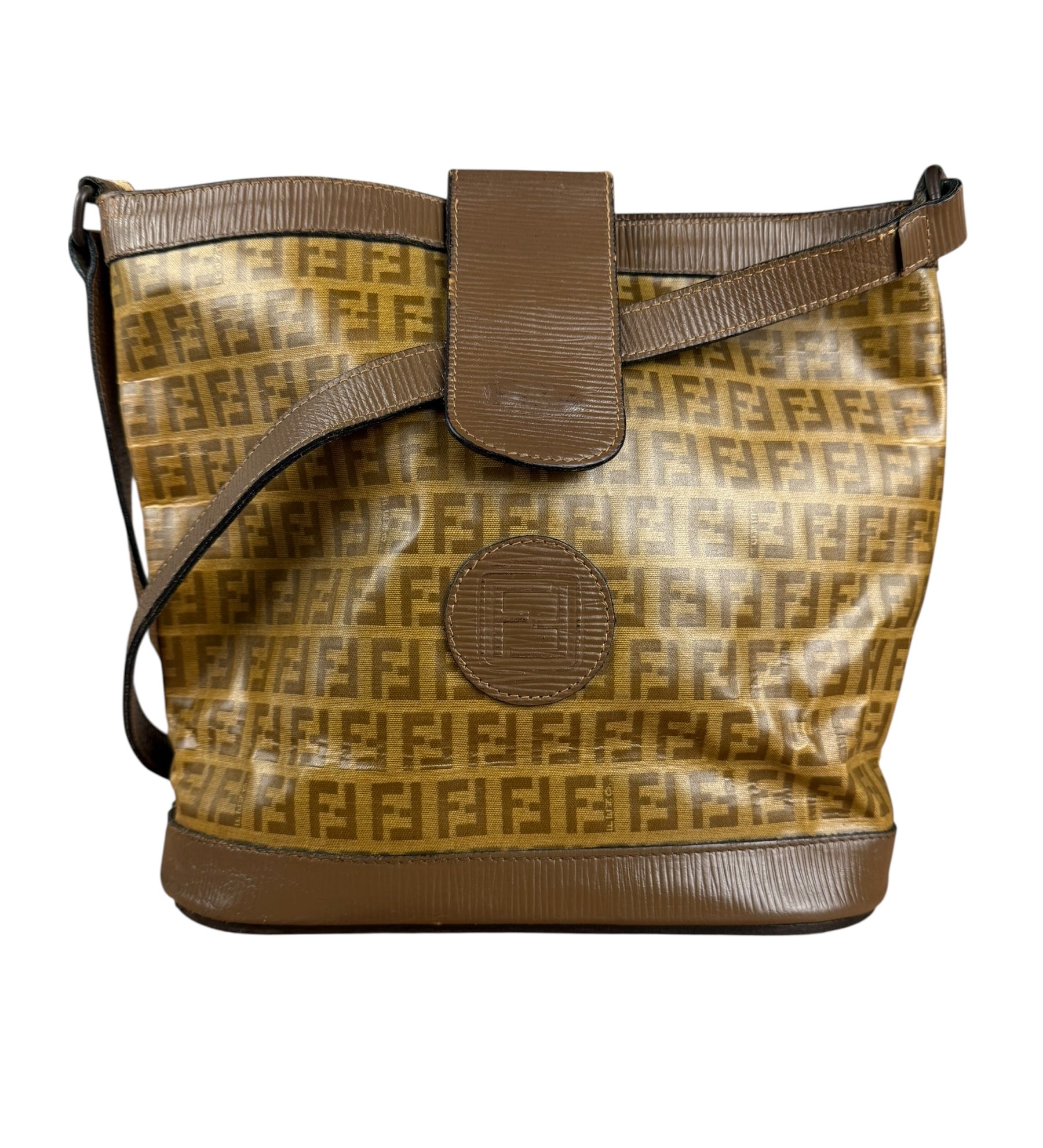 Fendi Vintage Zucca FF Bucket Shoulder Bag
