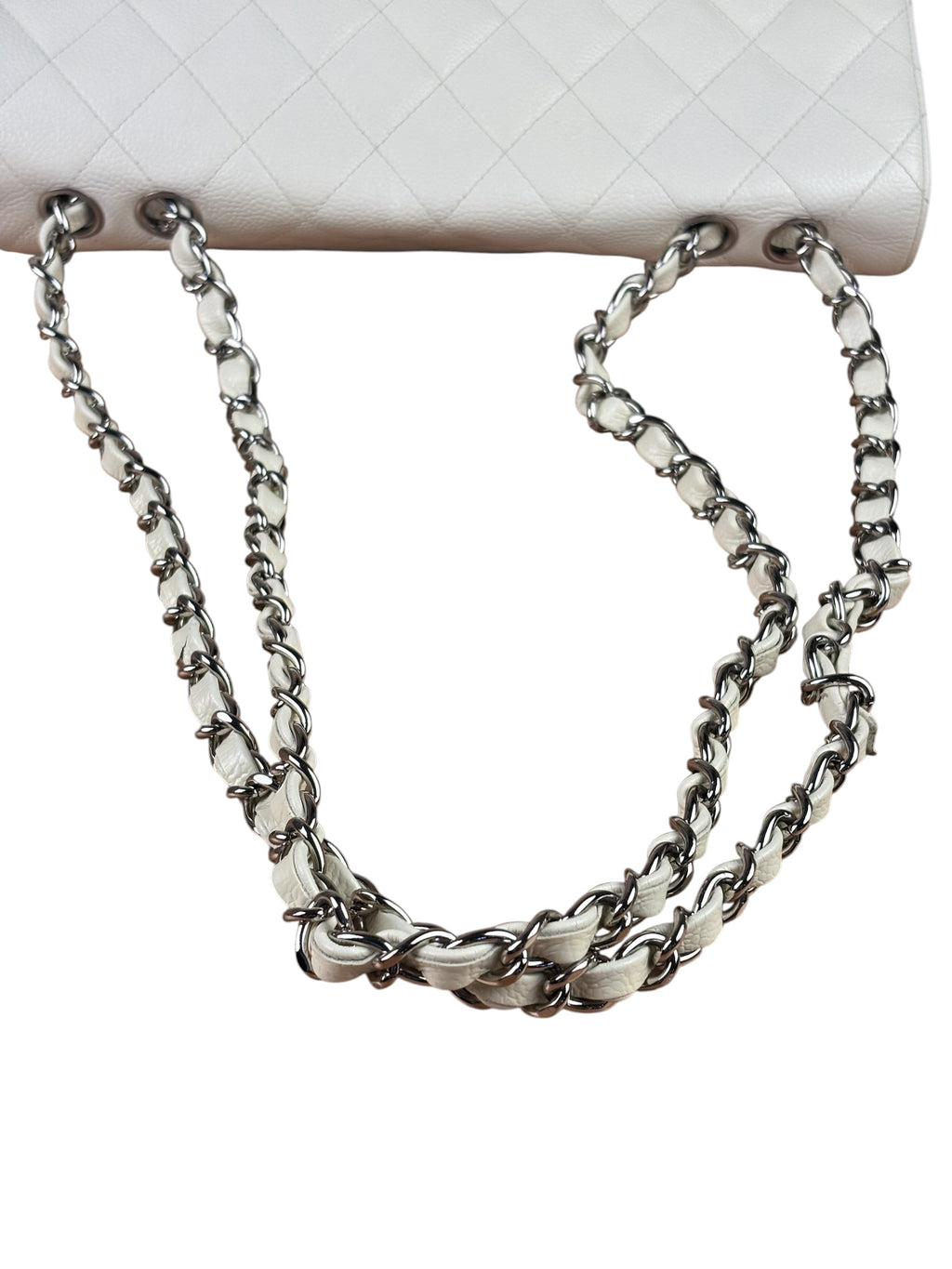 Chanel White Quilted Caviar Large Classic Flap 2005