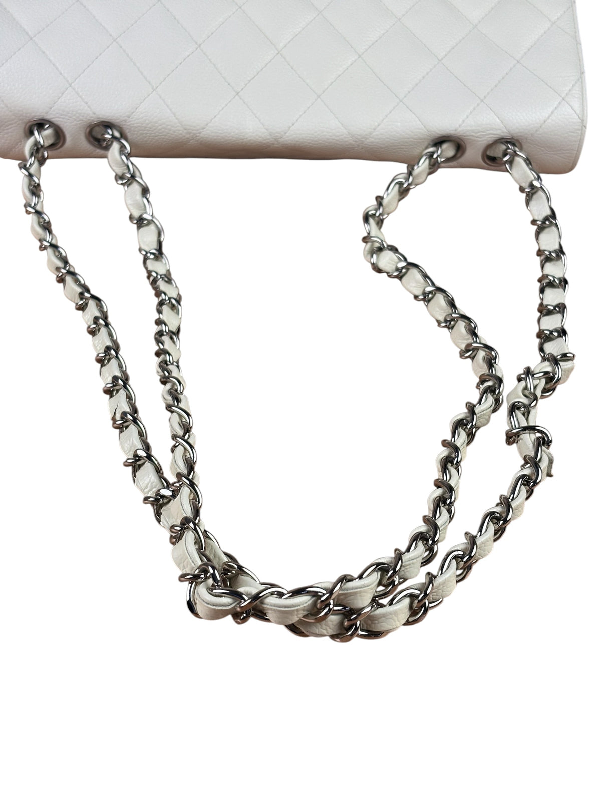 Chanel White Quilted Caviar Large Classic Flap 2005