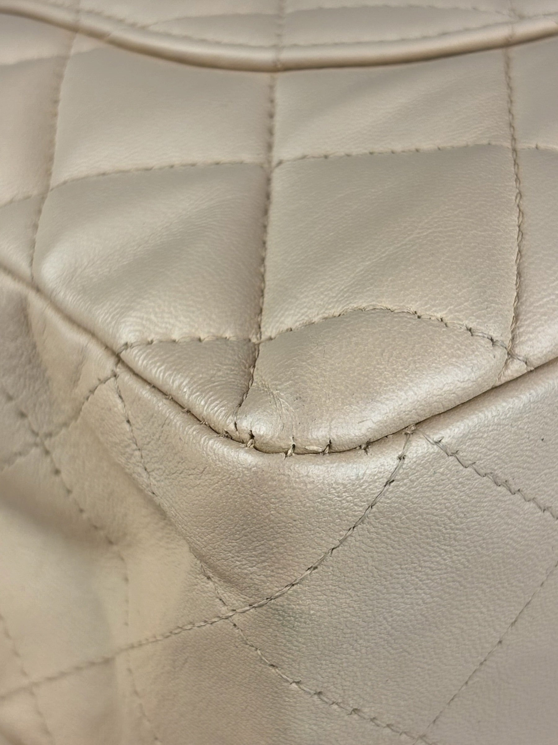 Chanel Beige Clair Jumbo Classic Flap Shoulder Bag 1990