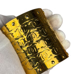 Chanel Vintage Gold CC Print Cuff Bracelet