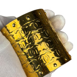 Chanel Vintage Gold CC Print Cuff Bracelet
