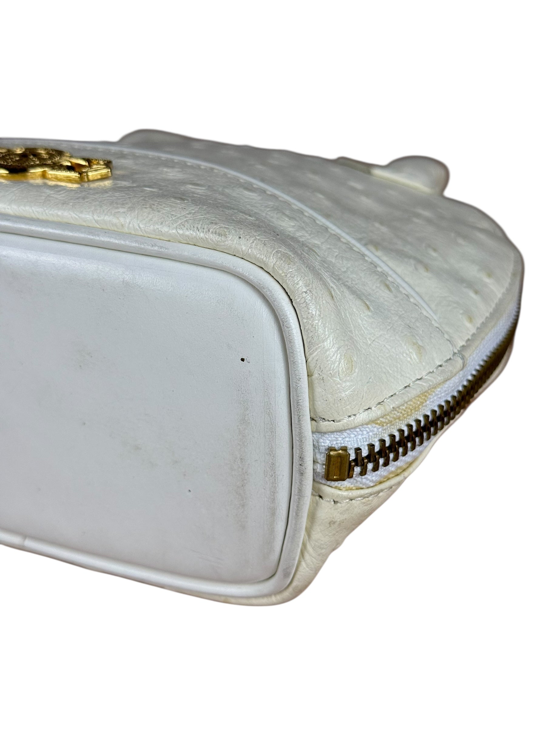 Versace Vintage Mini Osctrich Leather Top Handle Bag