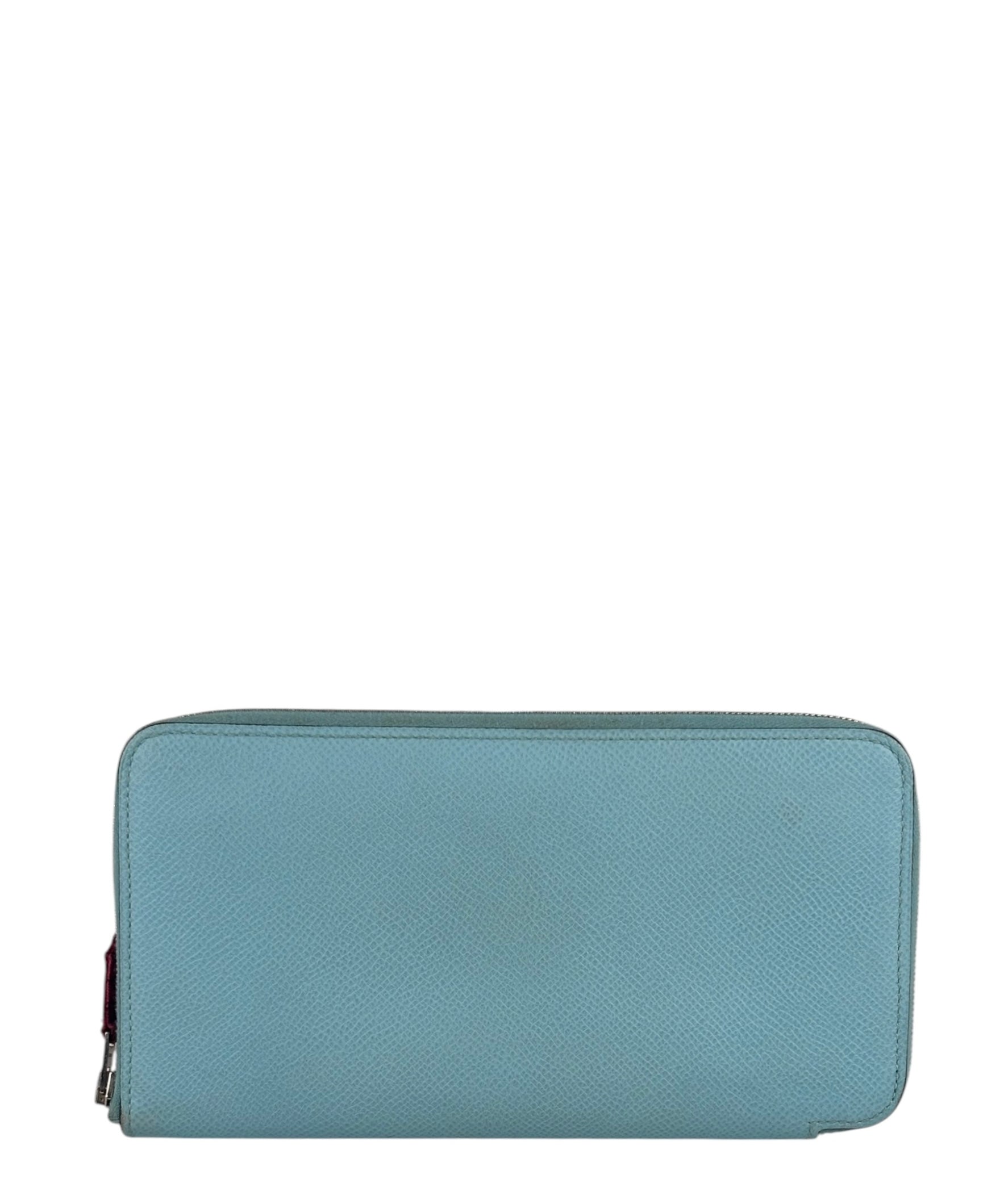 Hermes Blue Leather Silk'In Azap Long Wallet