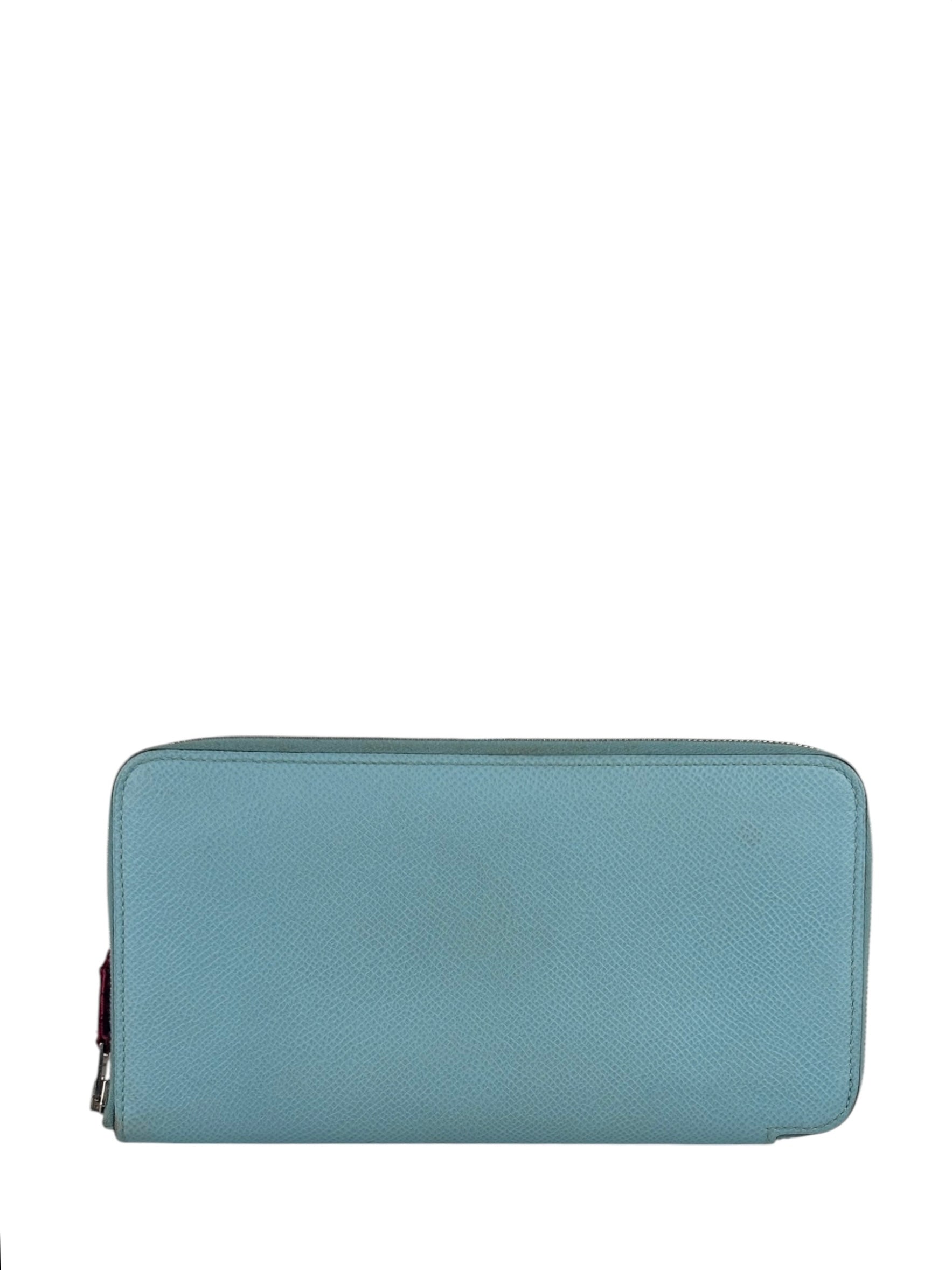Hermes Blue Leather Silk'In Azap Long Wallet
