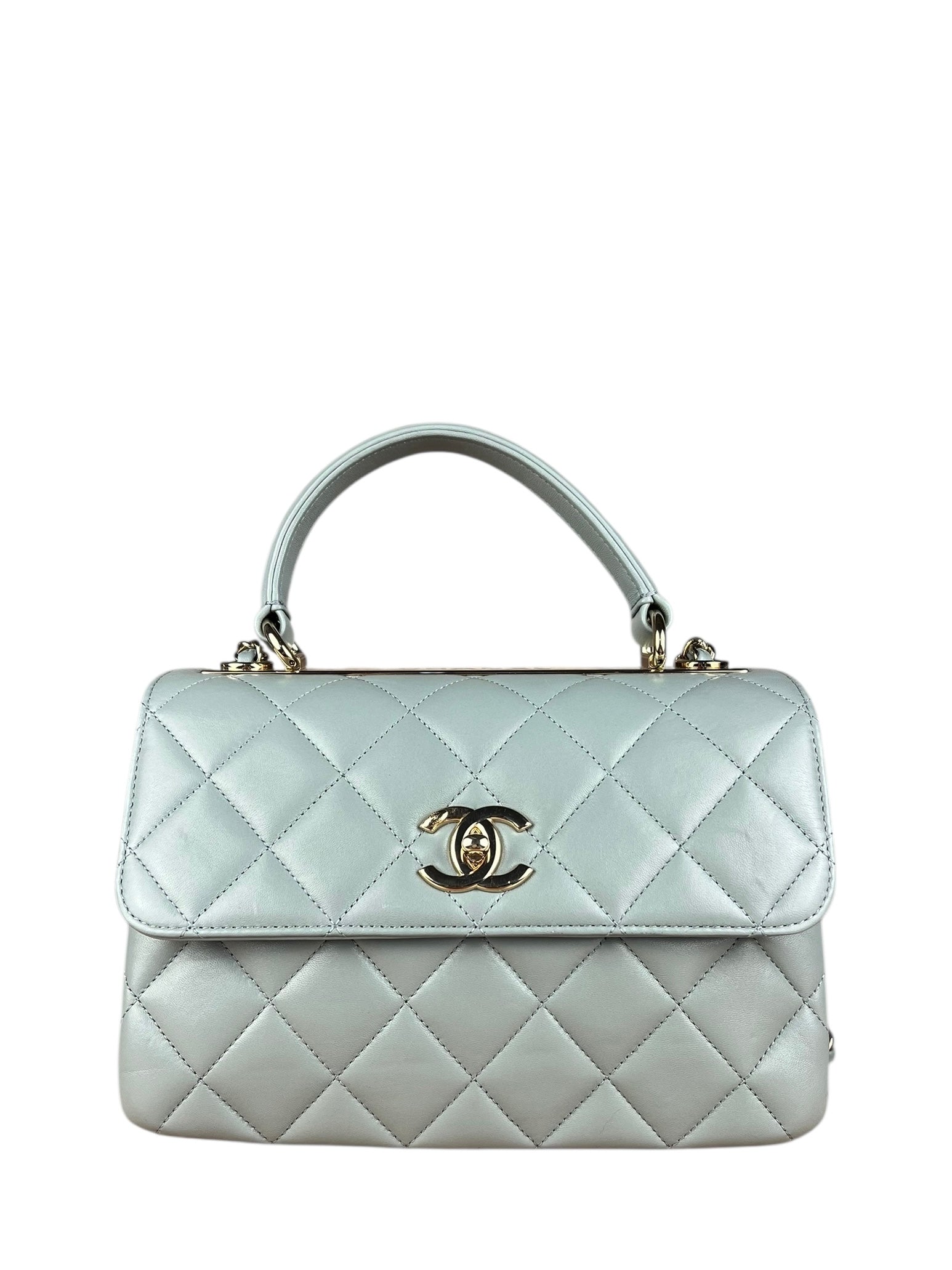 Chanel CC Trendy Blue Leather Flap Top Handle Bag