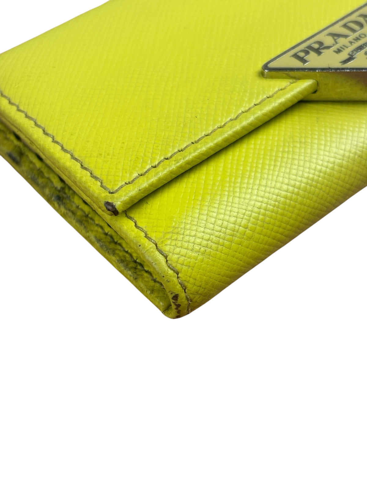 Prada Yellow Saffiano Leather Small Key Holder