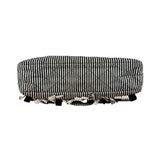 Chanel Black/White Sequin Stripped Medium Double Flap Shoulder Bag