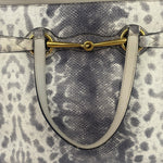 Gucci Cream/Grey Python-Embossed Horsebit Bright Bit Tote