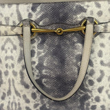Gucci Cream/Grey Python-Embossed Horsebit Bright Bit Tote
