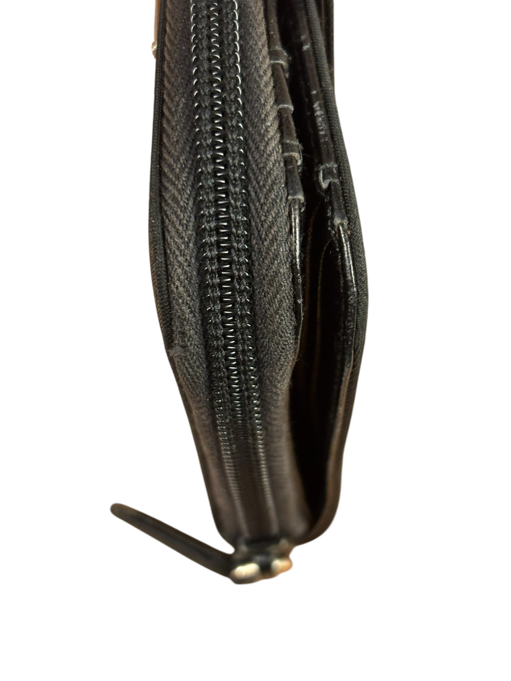 Prada Black Nylon Saffiano Leather Zip Bifold Wallet